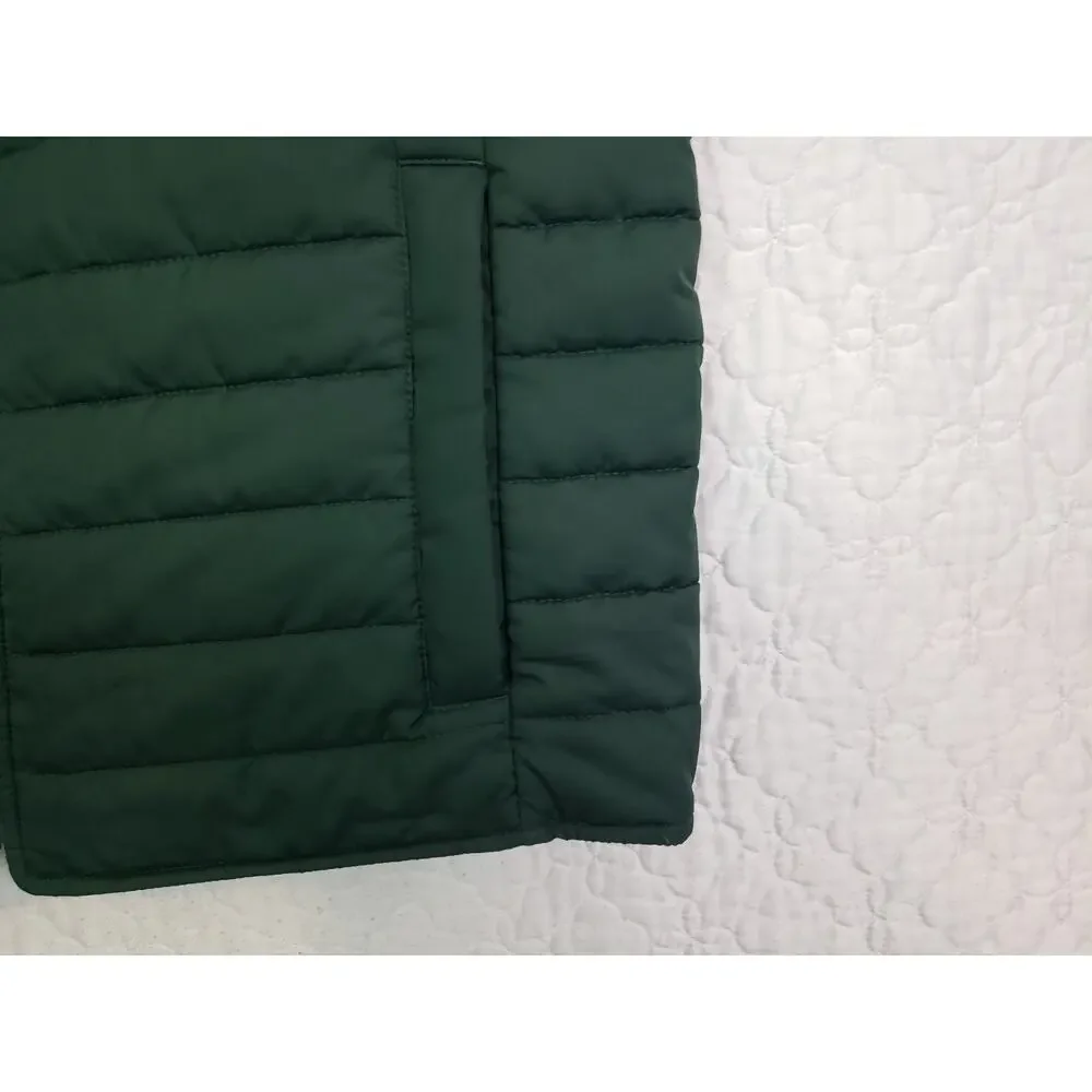J. Crew Authentic Outerwear Mens Vest Size L Quilted Puffer Green Zip Pockets
